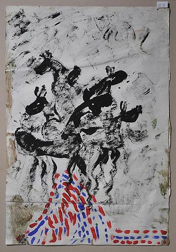 MIXED-MEDIA ABSTRACT ON PAPER BY