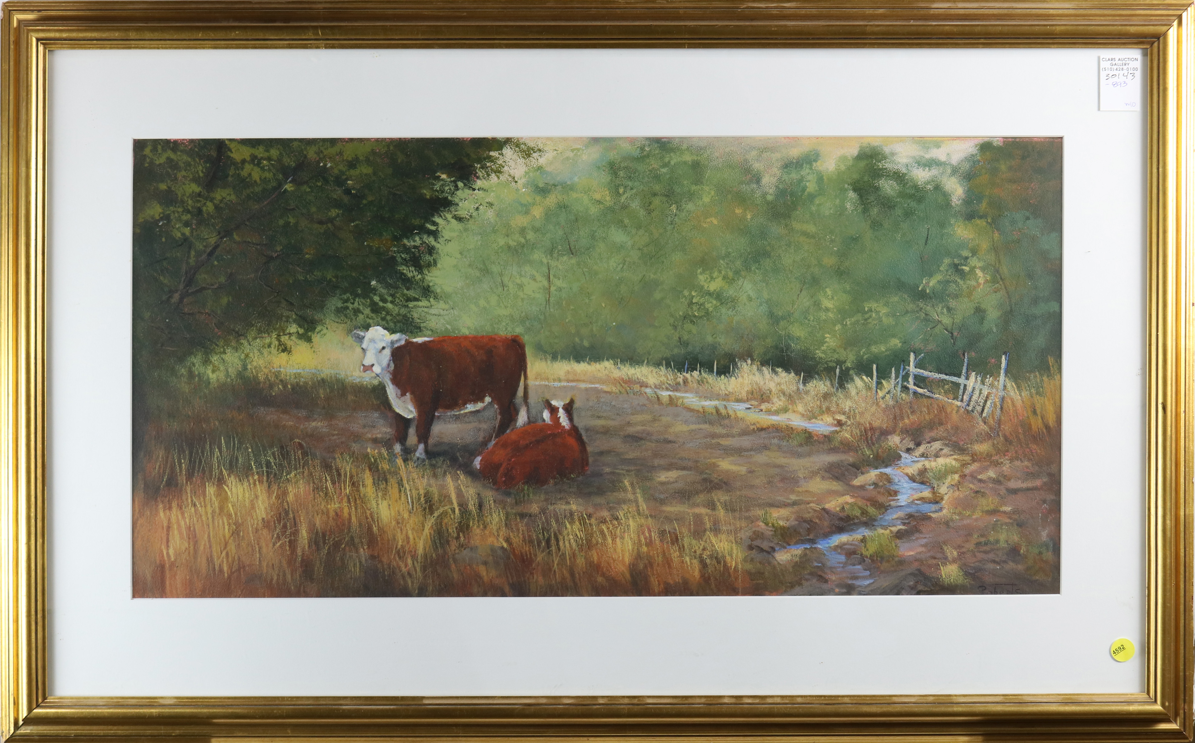 MIXED MEDIA, COWS IN PASTURE