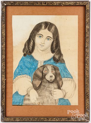 MIXED MEDIA OF A GIRL AND DOG LATE,