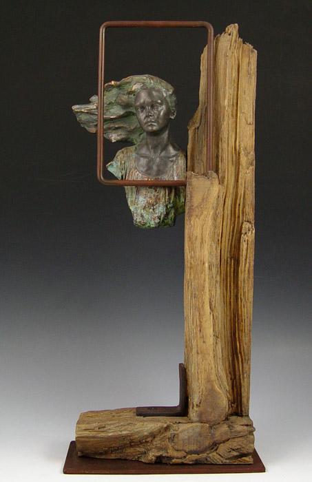 MIXED MEDIA SCULPTURE OF WOMAN: