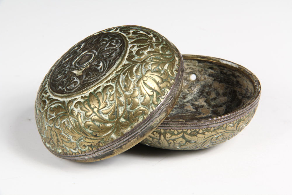 MIXED METAL COVERED BOX. heavily