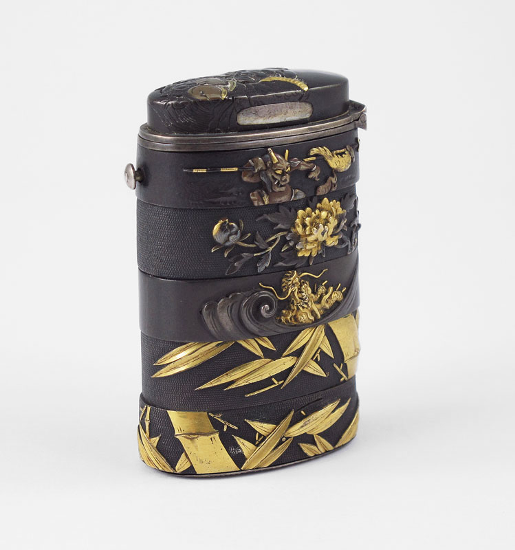 MIXED METAL JAPANESE MATCH SAFE: In