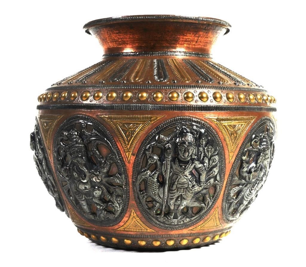 MIXED METAL VASE, HINDU