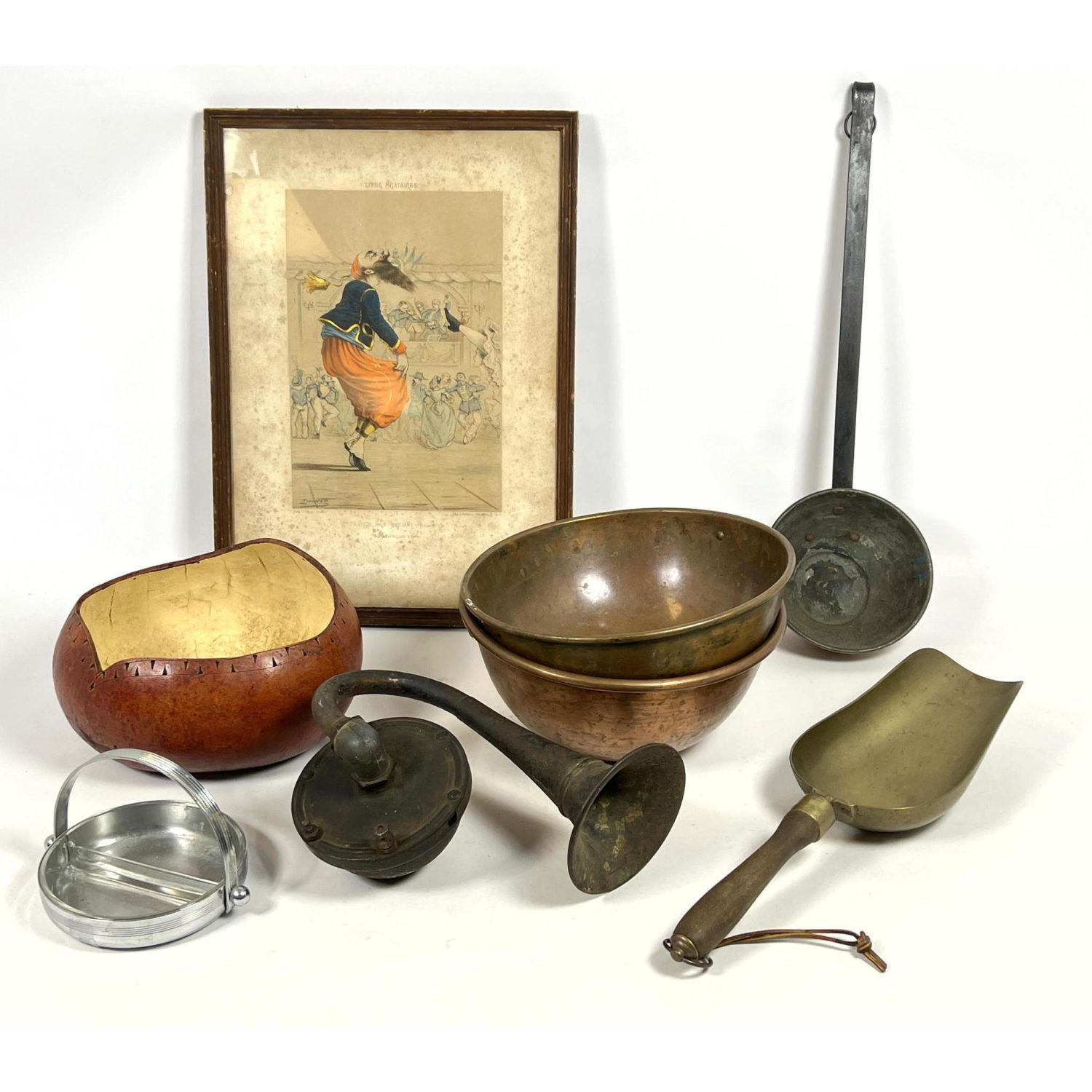 Mixed shelf Lot. Copper, Horn,