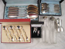Mixed silver plate. A pair of cut
