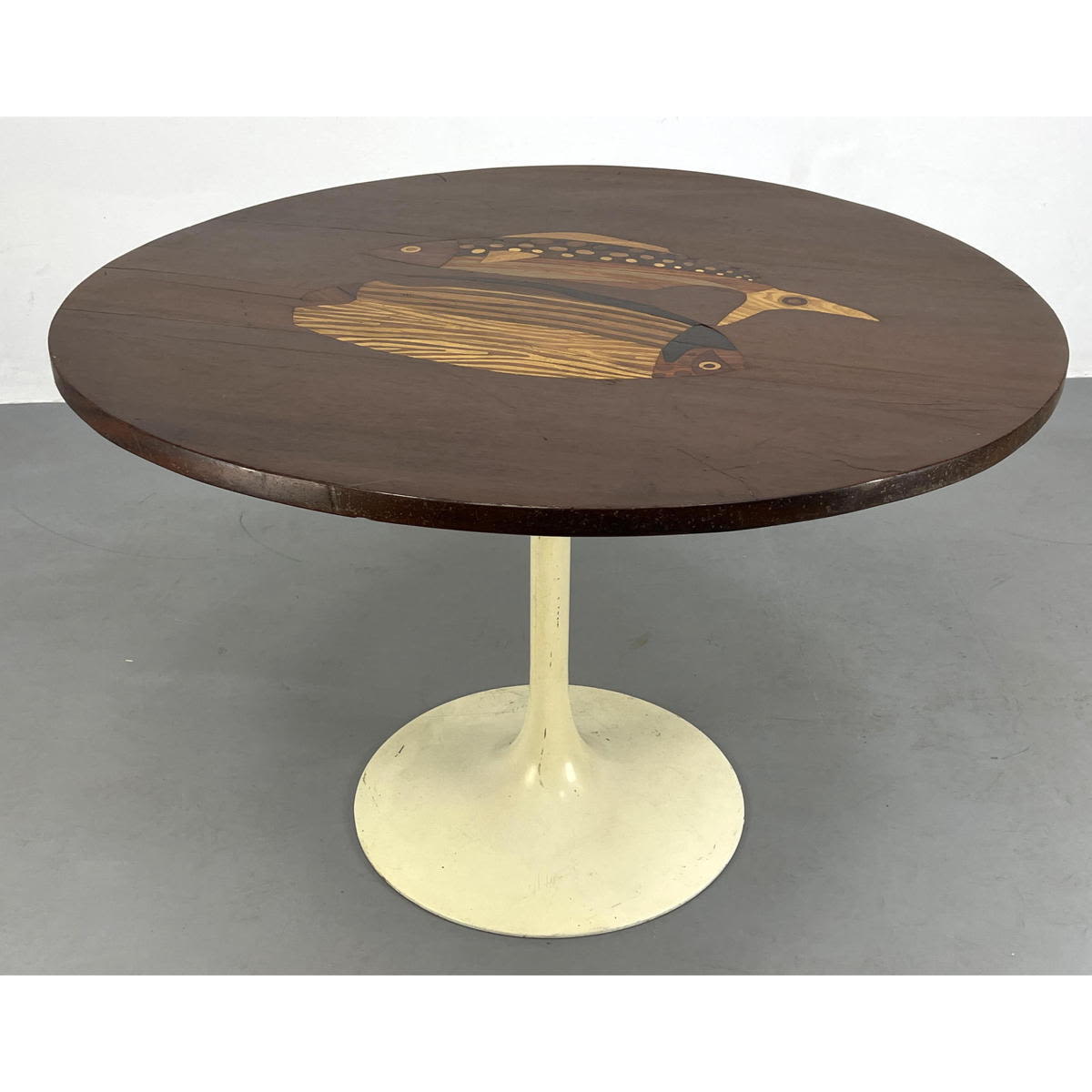 Mixed wood inlaid dining table fish