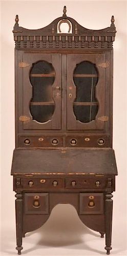 MIXED WOOD SLANT LID DESK WITH