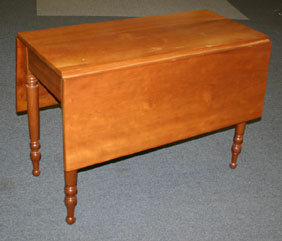 Mixed woods drop leaf table, turned