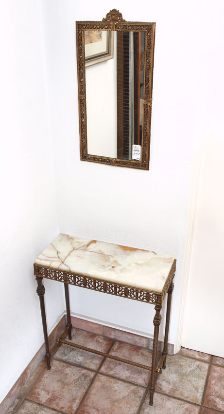 MIZNER STYLE BRASS HALL TABLE