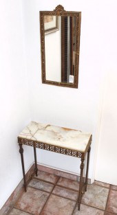 MIZNER STYLE BRASS HALL TABLE
