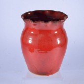 ML OWENS POTTERY RED VASEstamp