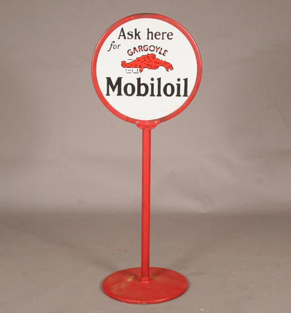 Mobil Oil lollipop sign; cast