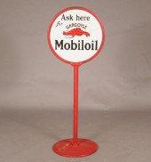 Mobil Oil lollipop sign; cast