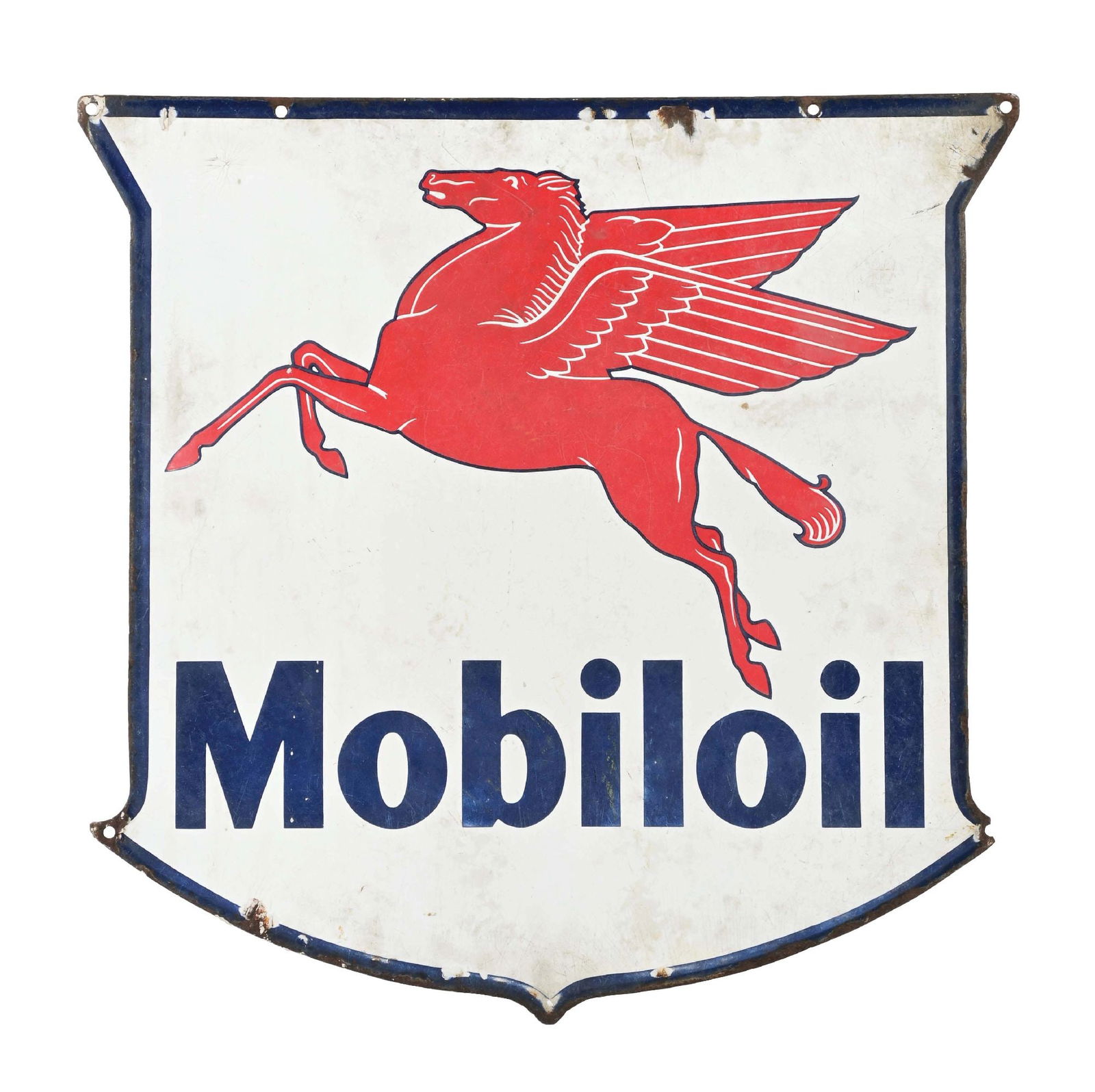 MOBILOIL PORCELAIN SHIELD SIGN WITH