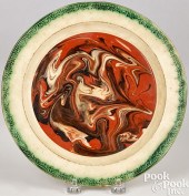 MOCHA MARBLEIZED PLATE, 19TH C