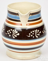 MOCHA PEARLWARE PITCHER, 19TH