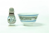 MOCHA PEPPER POT AND BOWL.  En