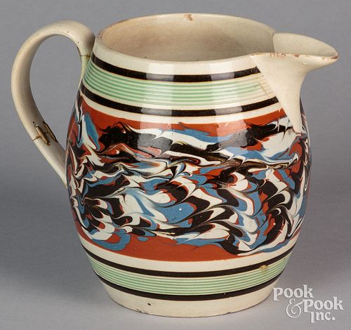 MOCHA PITCHER, 19TH C., WITH