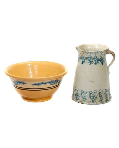 MOCHAWARE BOWL, WITH A PITCHER.19th