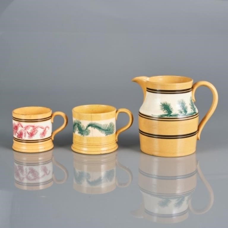 MOCHAWARE POTTERY, TWO MUGS &