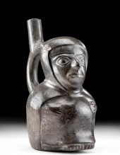 MOCHE BLACKWARE SEATED FIGURAL