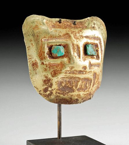 MOCHE ELECTRUM FELINE HEAD APPLIQUE
