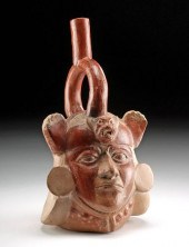 MOCHE POLYCHROME STIRRUP PORTR