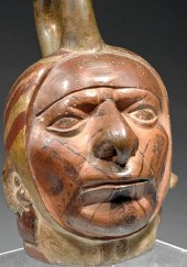 MOCHE POLYCHROME STIRRUP VESSE
