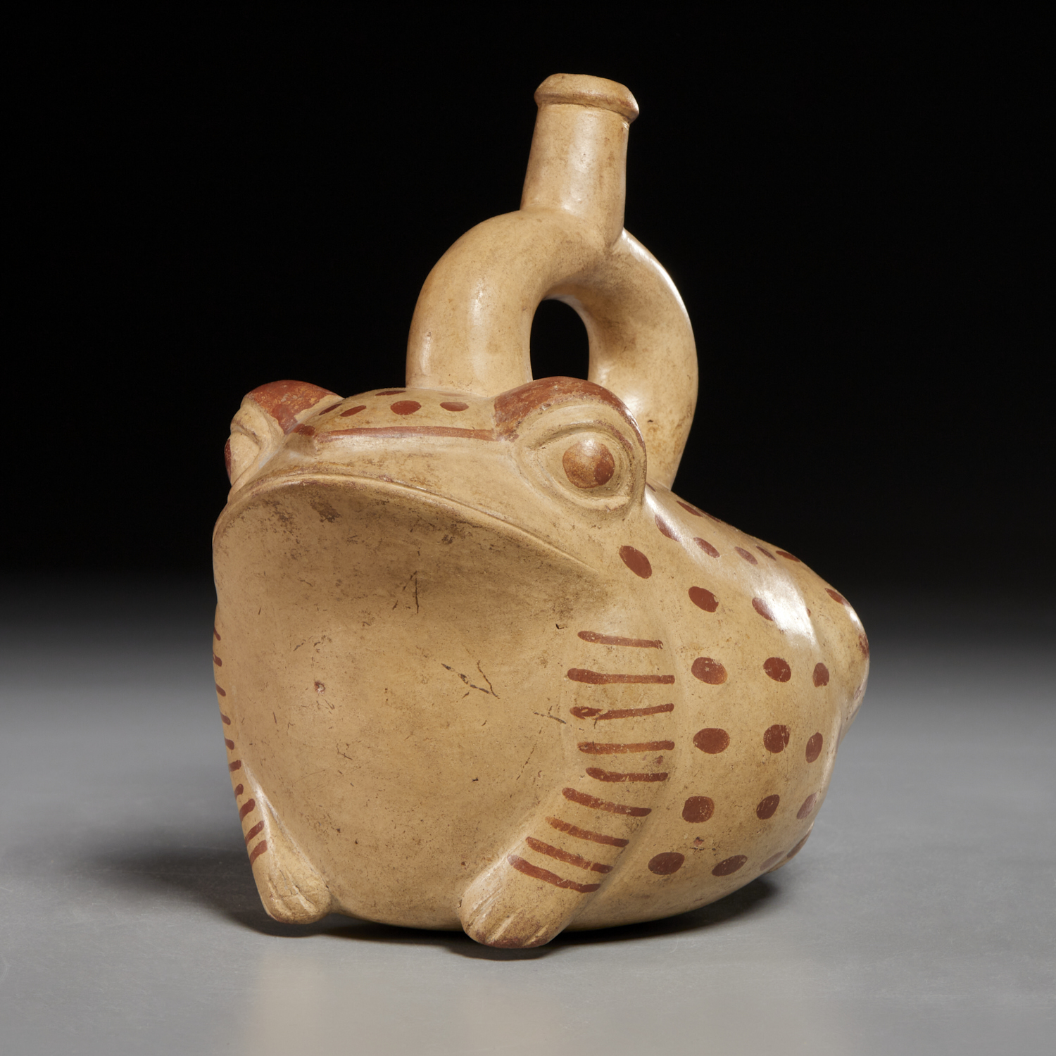 MOCHE POTTERY EFFIGY STIRRUP VESSEL