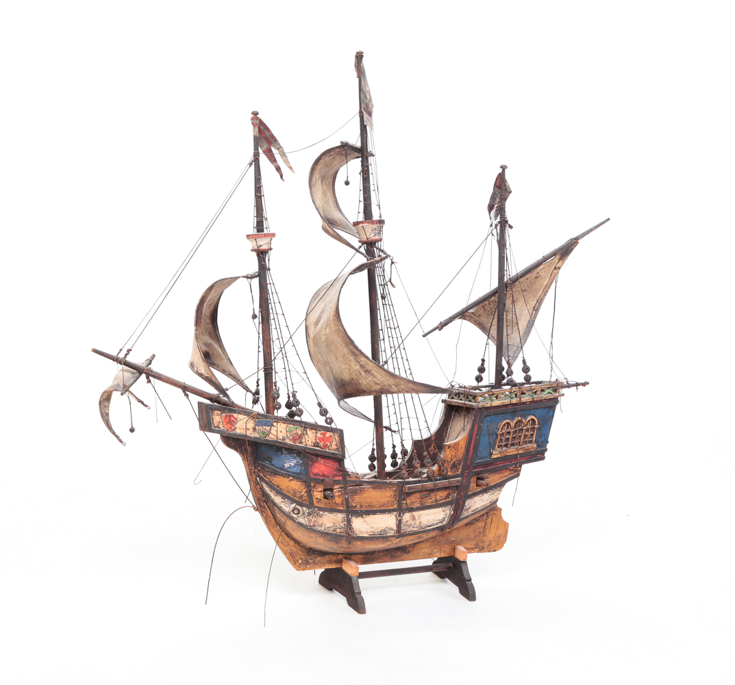 MODEL OF A SPANISH SAILING SHIP.