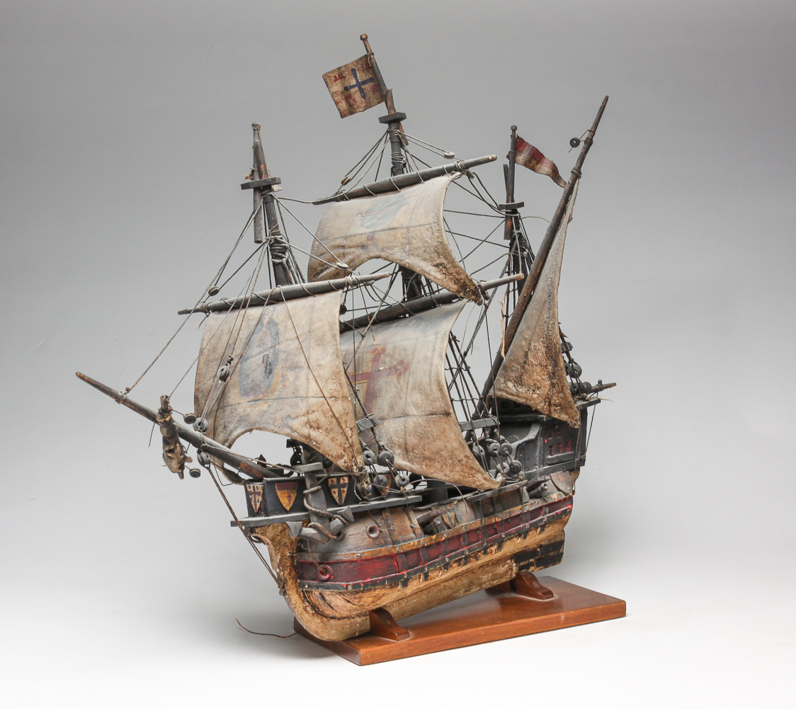 MODEL OF A SPANISH SAILING SHIP.