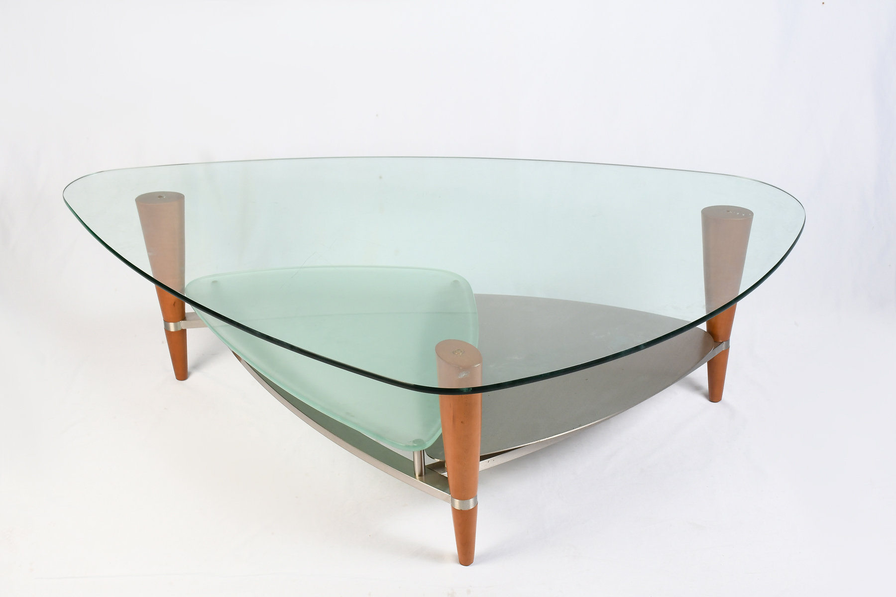 MODERN 2 TIERED GLASS TOP COFFEE