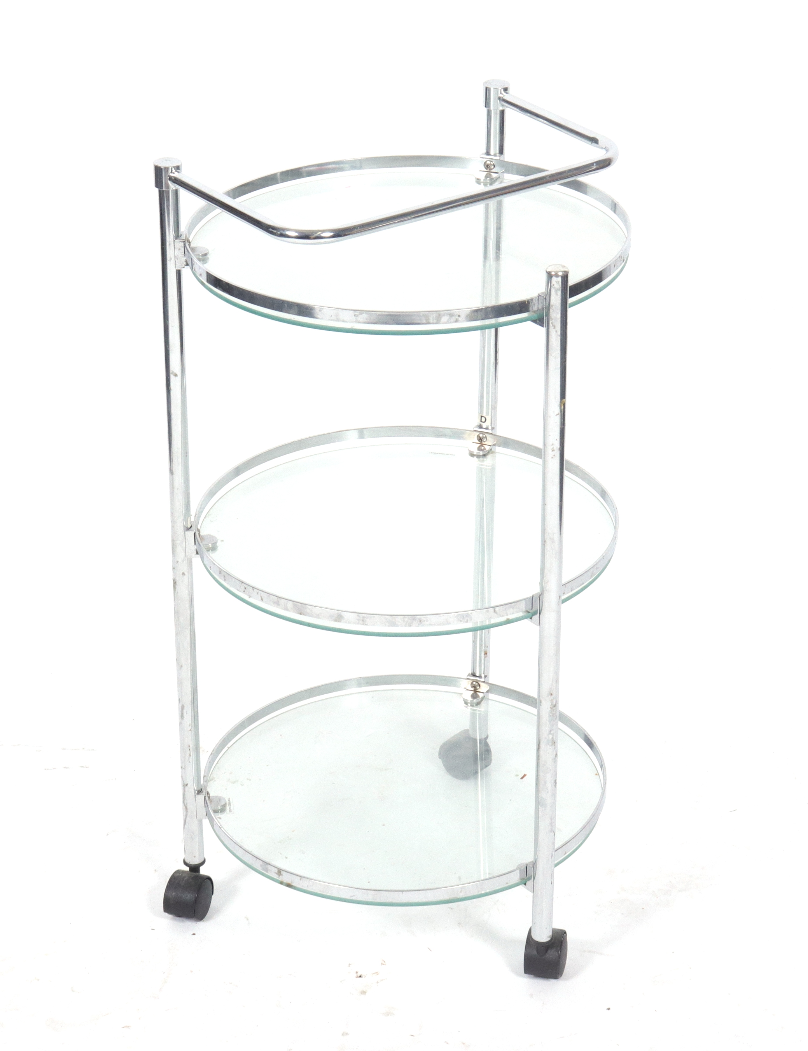 MODERN 3-TIER CHROME & GLASS BAR