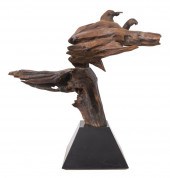 MODERN ABSTRACT CARVED REDWOOD
