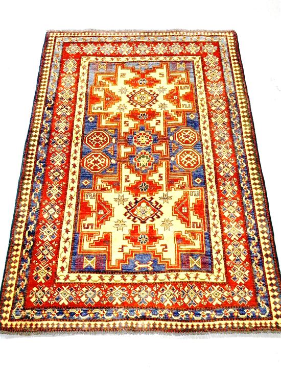 Modern Afghan-Caucasian  blue  red