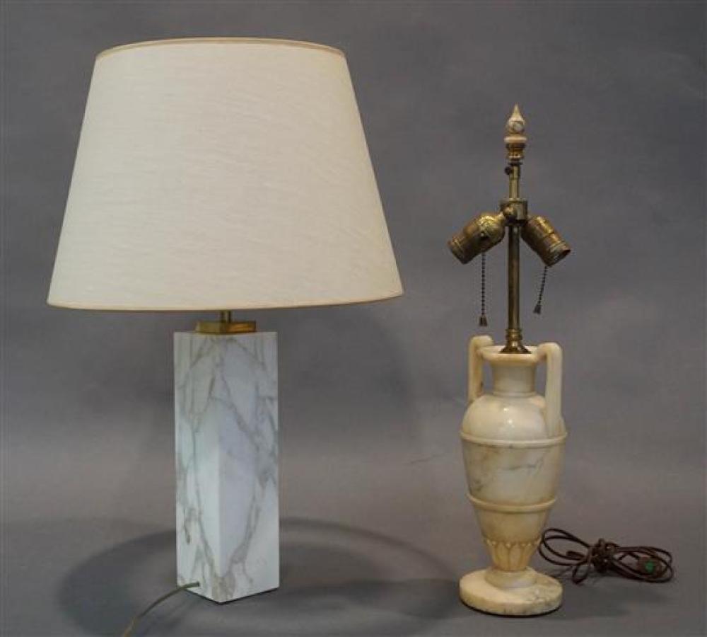 MODERN ALABASTER TWO-HANDLE TABLE