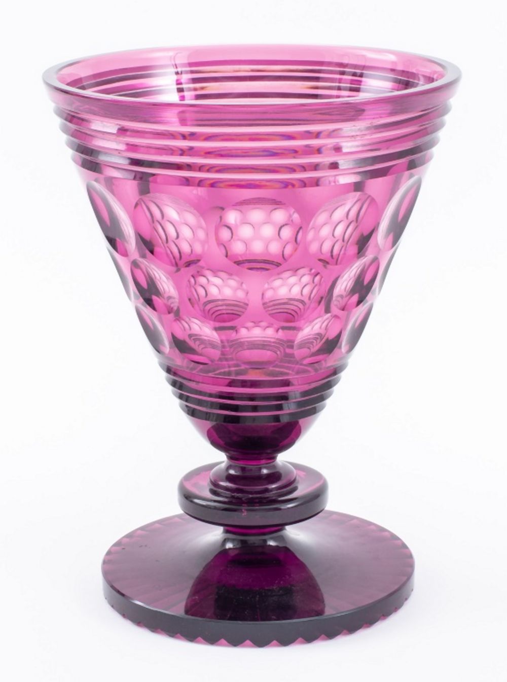 MODERN AMETHYST ART GLASS TAZZA