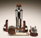 Modern Art Deco walnut and chr