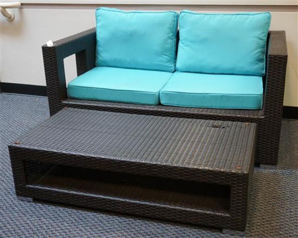 MODERN BLACK ENAMELED FAUX WICKER
