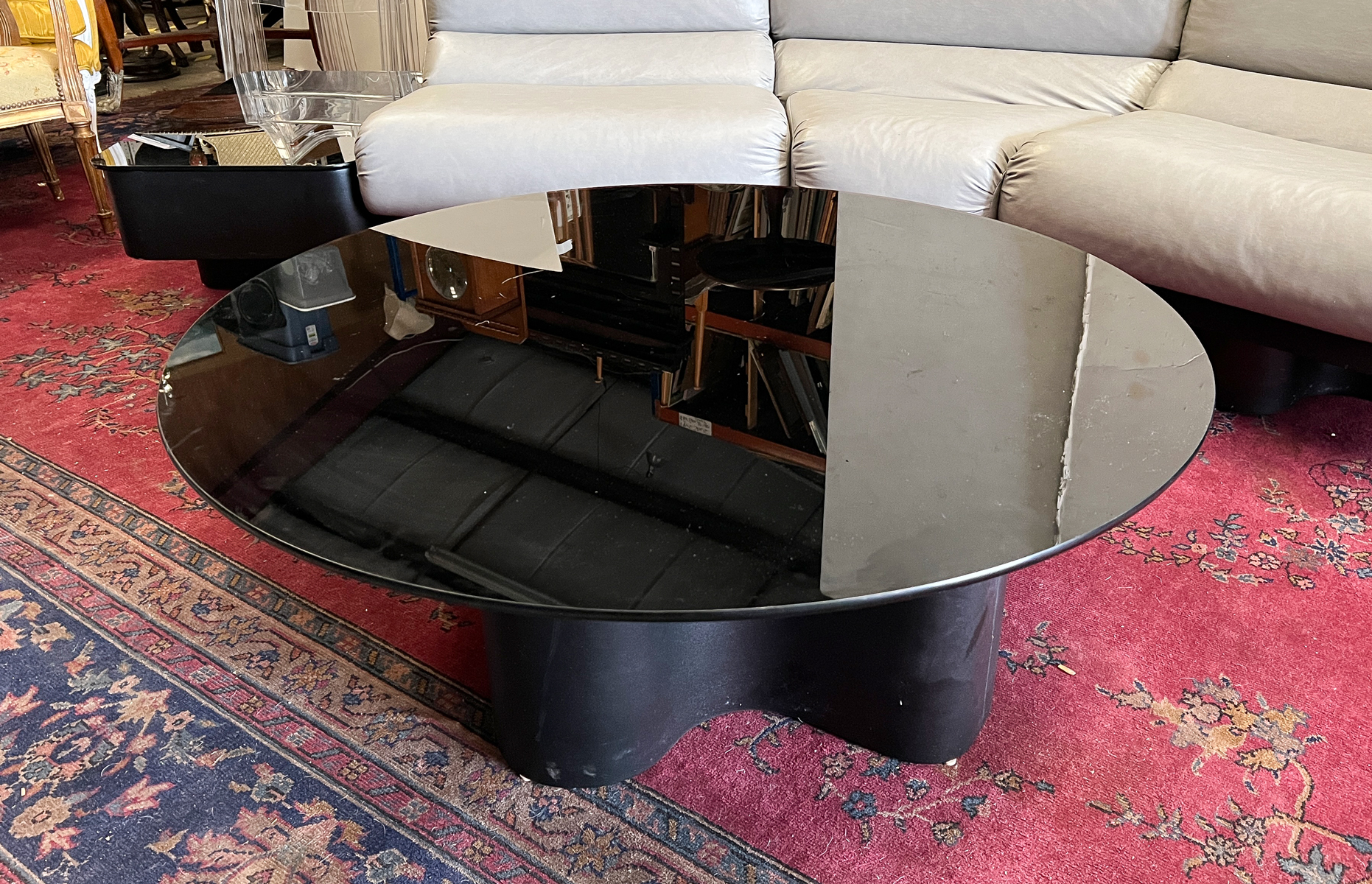 MODERN BLACK GLASS TOP COFFEE