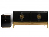 MODERN BLACK-LACQUER & BRASS C