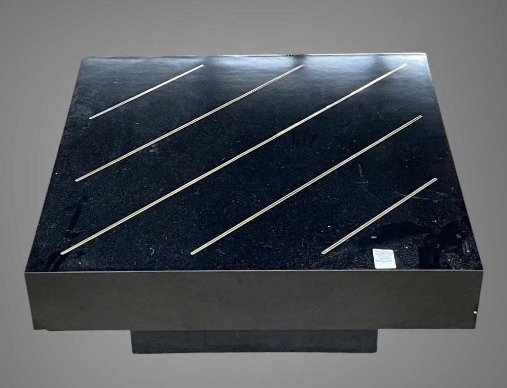 MODERN BLACK LACQUERED AND BRASS