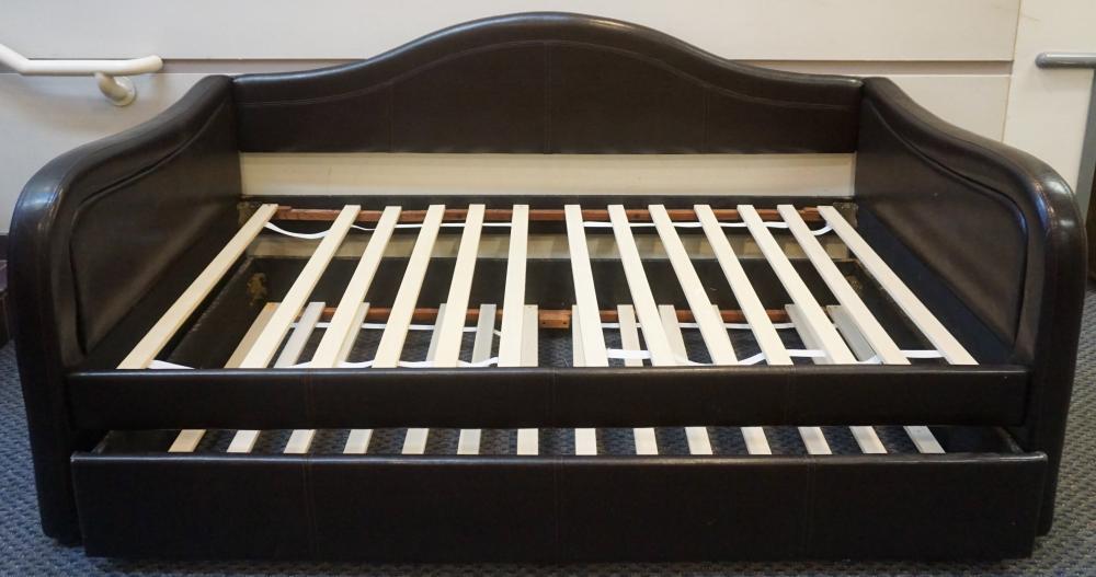 MODERN BLACK LEATHER TRUNDLE