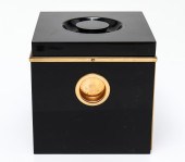 MODERN BLACK LUCITE & GOLD-TON