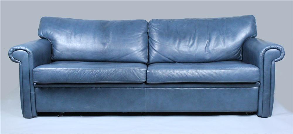 MODERN BLUE LEATHER TWO CUSHION
