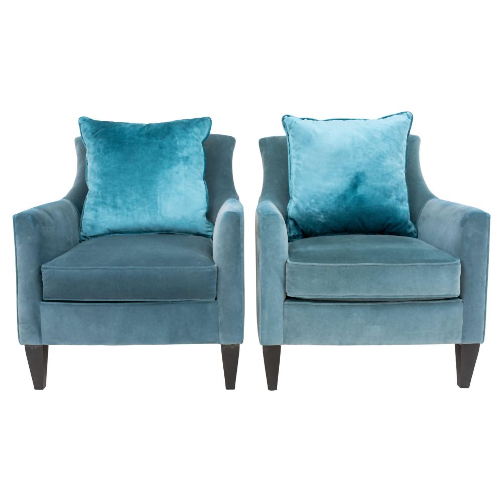 MODERN BLUE VELVET UPHOLSTERED