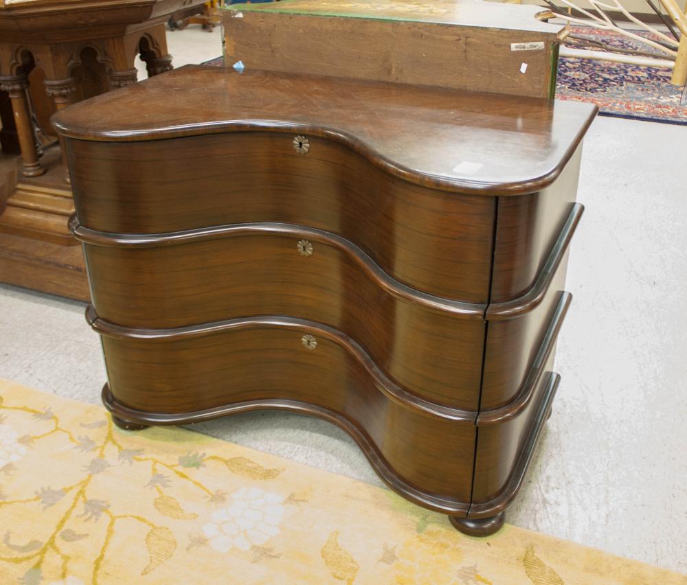 MODERN BOW-FRONT THREE-DRAWER
