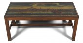 MODERN BRASS AND MAHOGANY COFF