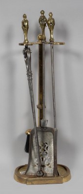 MODERN BRASS AND STEEL FIREPLA