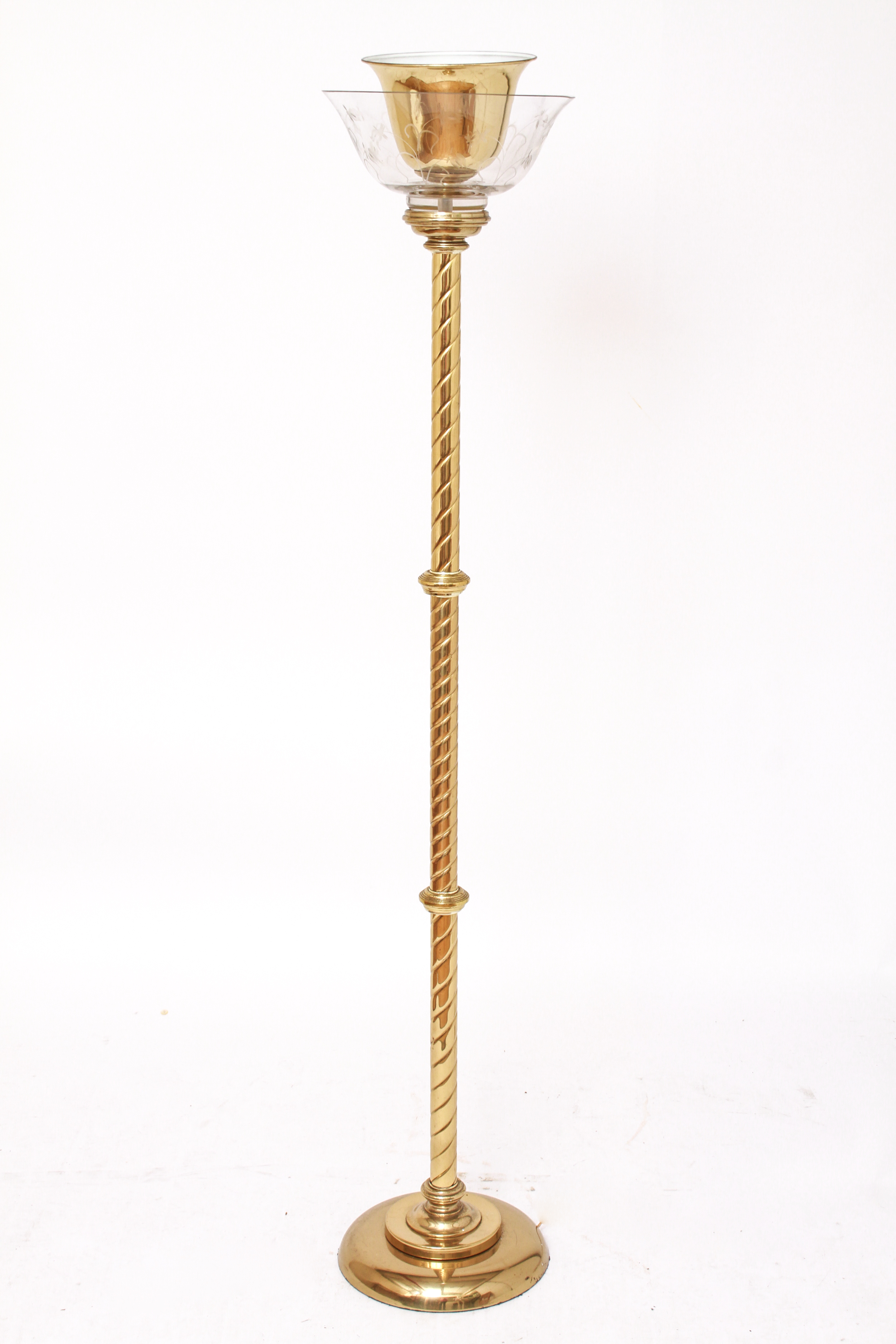 MODERN BRASS TORCHIERE / FLOOR LAMP